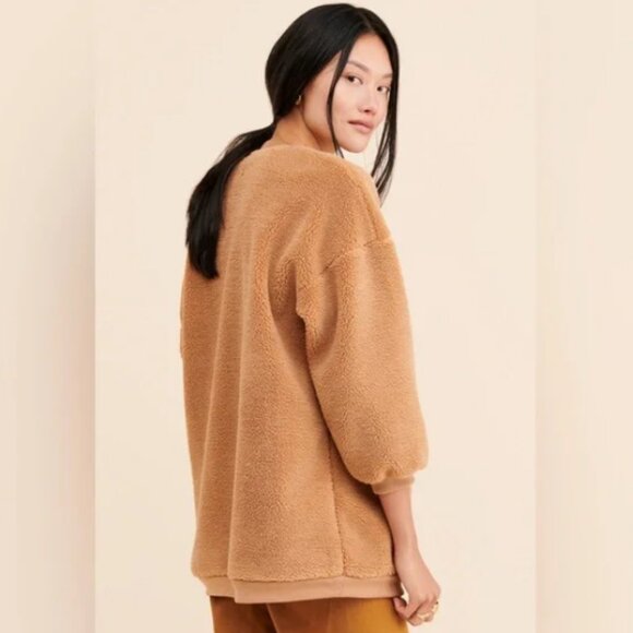 CAPULET Anthro Favorite Teddy Pullover Sweater Fuzzy Sherpa Sweatshirt Top Sz S - Picture 13 of 14